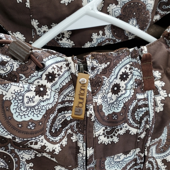 Burton Women's Hooded Snowboard Ski Jacket Size Medium Brown Paisley - Picture 9 of 13